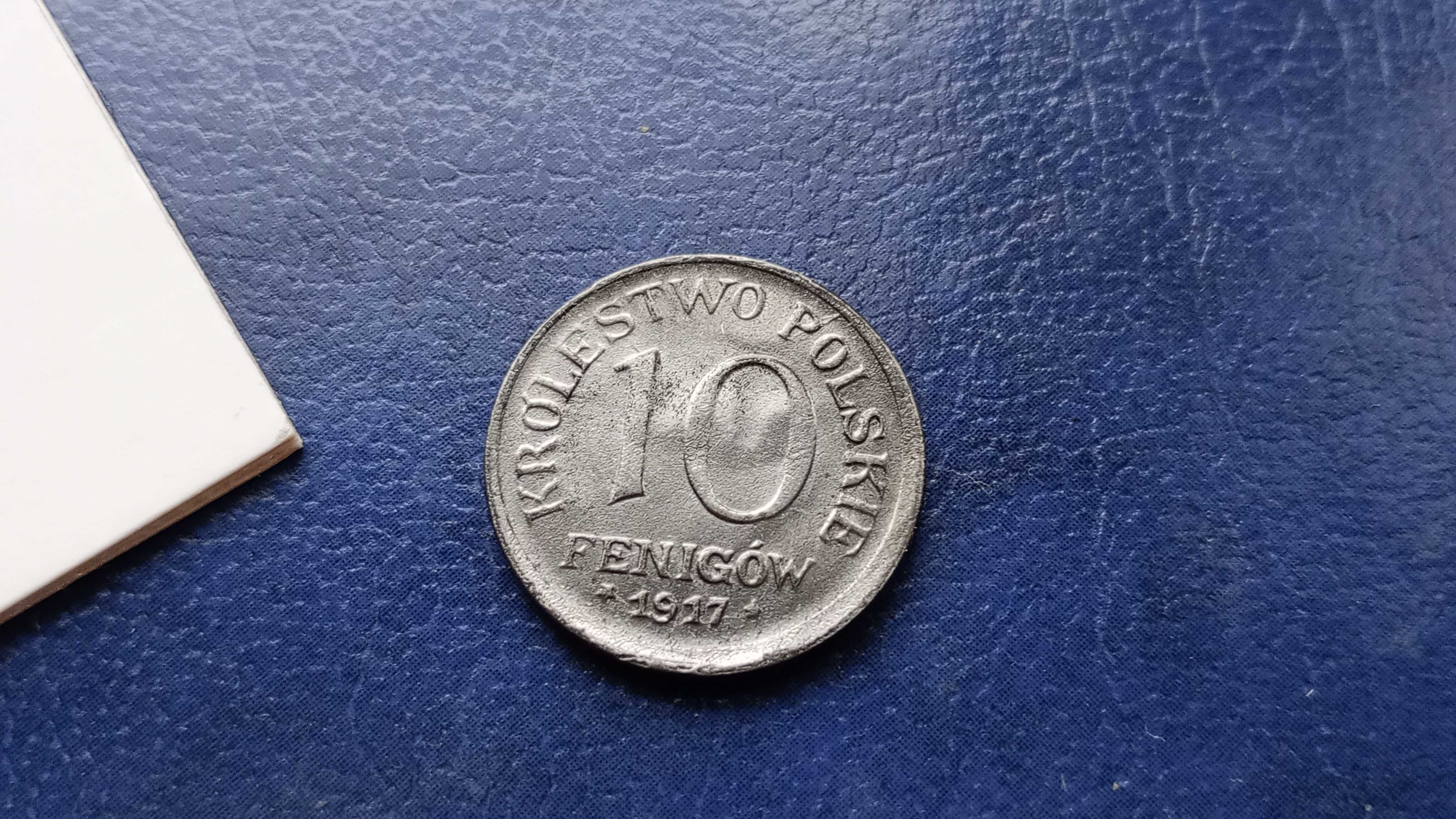 Stare monety 10 fenigów 1917 Królestwo Polskie cudo