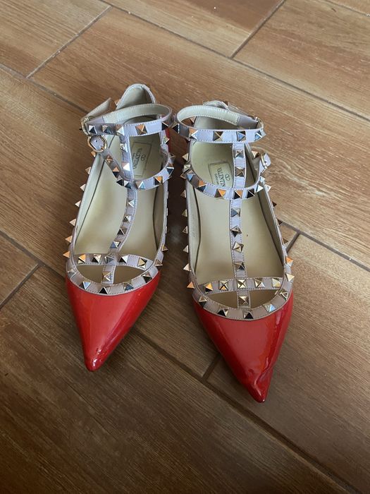 Baleriny z ćwiekami Valentino Czerwone