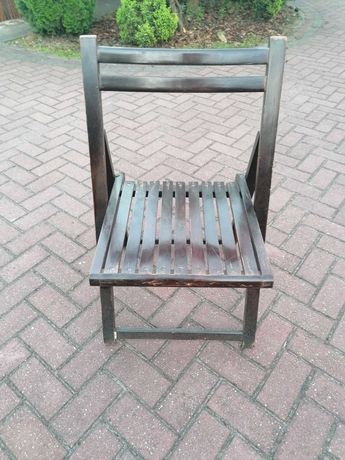 M707. Krzesło drewniane składane ciemny brąz