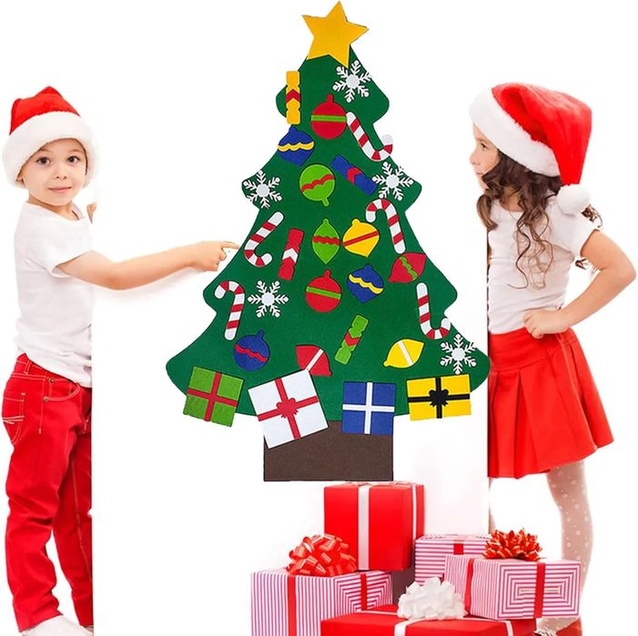 Choinka Ze Zdejmowanymi Ozdobami z Filcu DIY Świąteczna Dekoracja