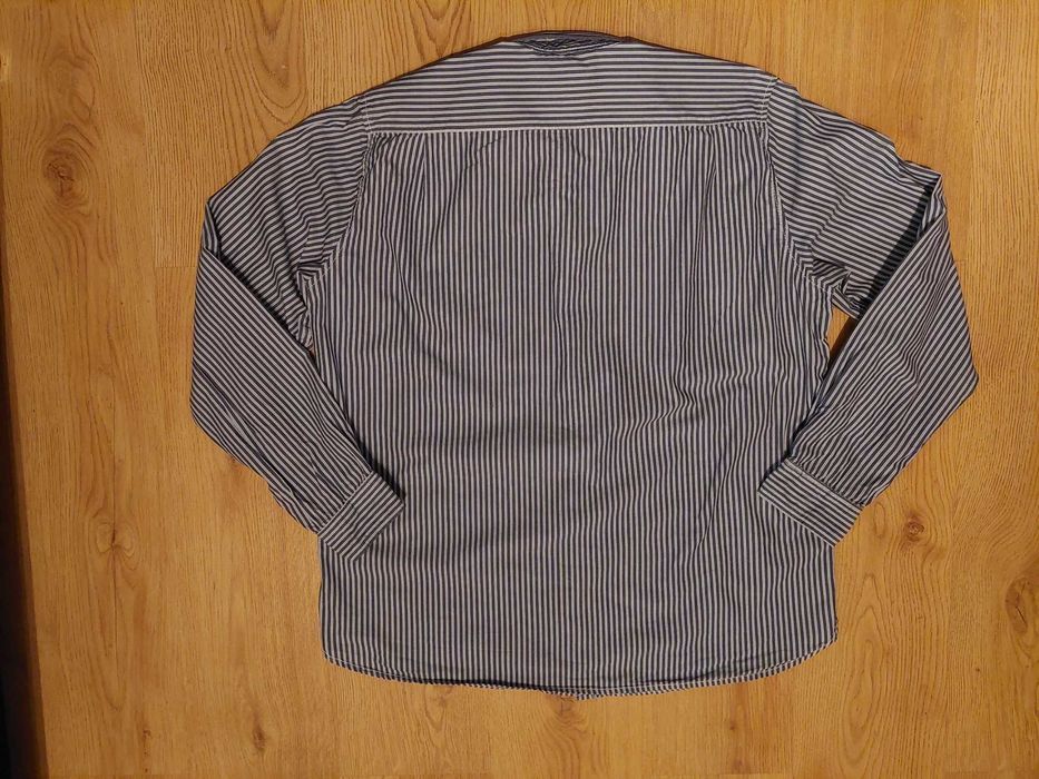 Koszula H&M l.o.g.g. XL regular paski szara biała casual bawełniana