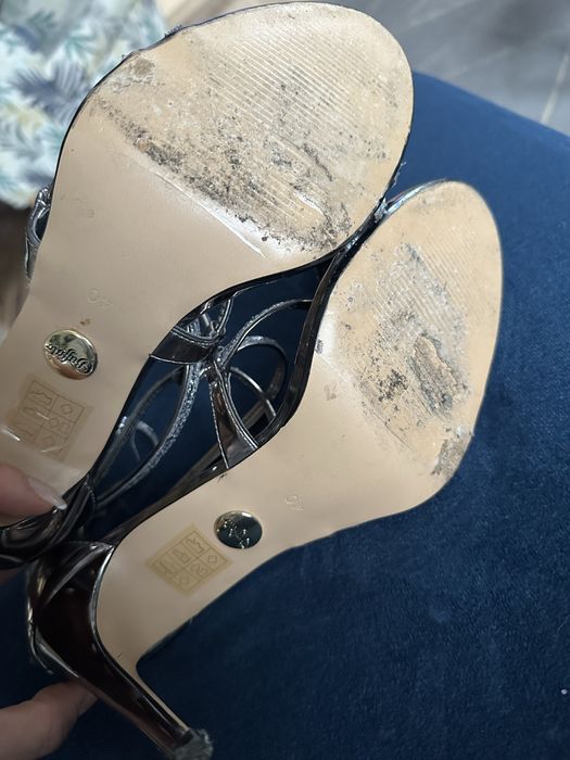 Sandały damskie Buffalo wysokie szpilki brokatowe wesele impreza 40