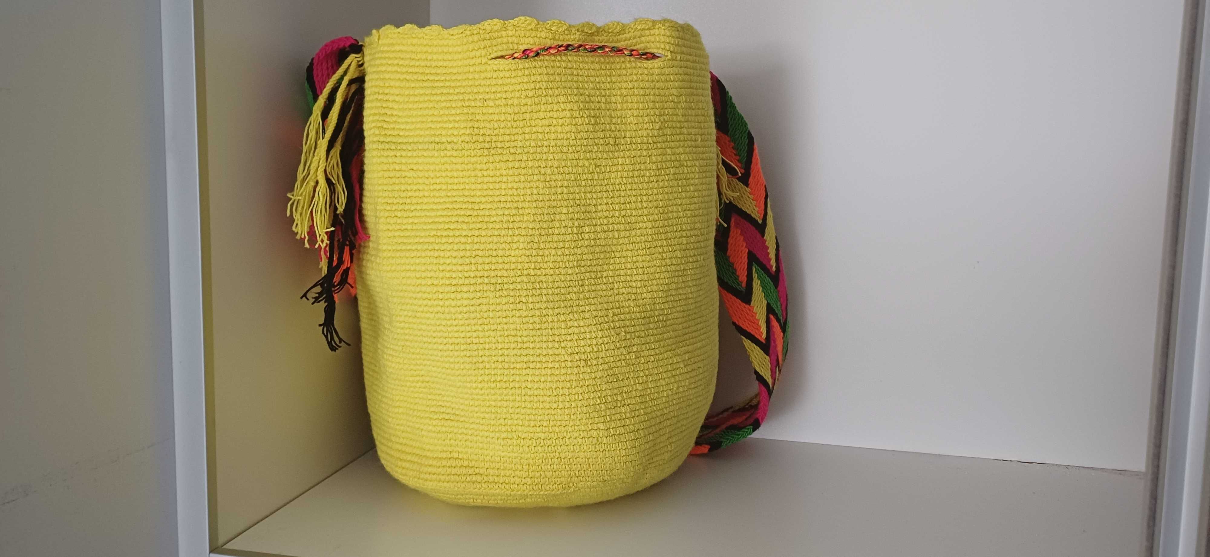 Oryginalna Kolumbijska torebka Wayuu ŻÓŁTA/La Flor de Cali/Boho/Nowa