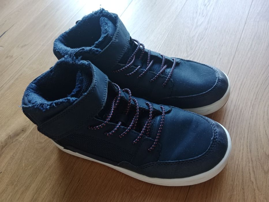 Buty ocieplane wysokie trampki granatowe na rzep HM rozm. 35