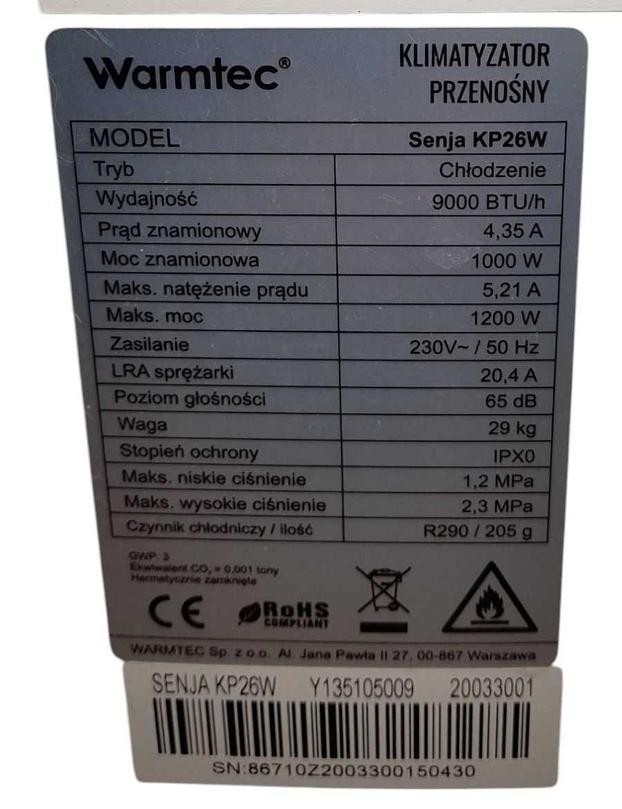 Klimatyzator Przenośny Warmtec SENJA KP26W Okazja!