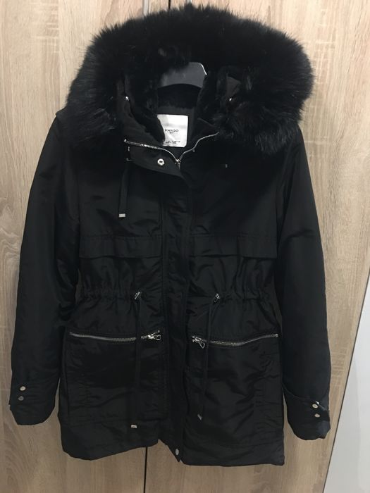 Kurtka Parka czarna Mango futro Nowa S