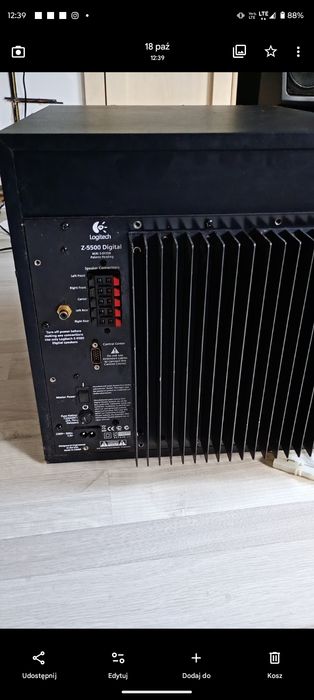 Subwoofer Logitech Z-5500 edit został wzmacniacz i głośnik