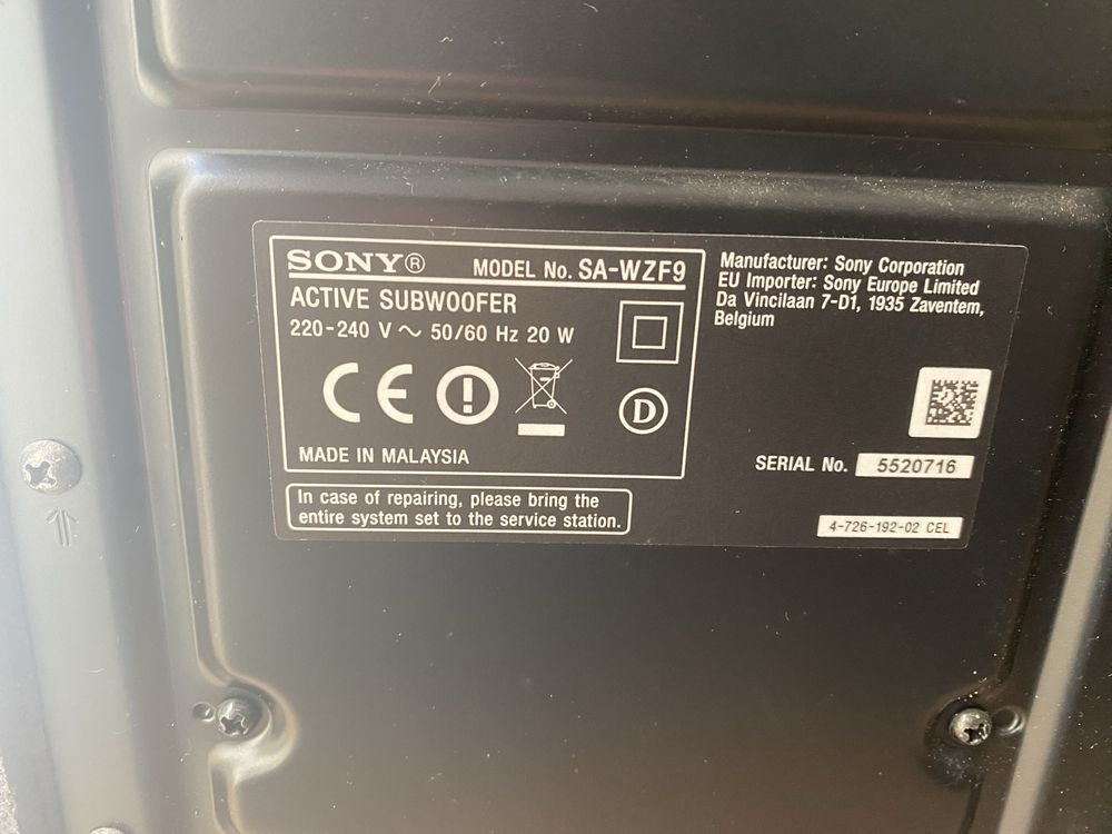 Subwoofer Sony (mod. SA-WZF9)