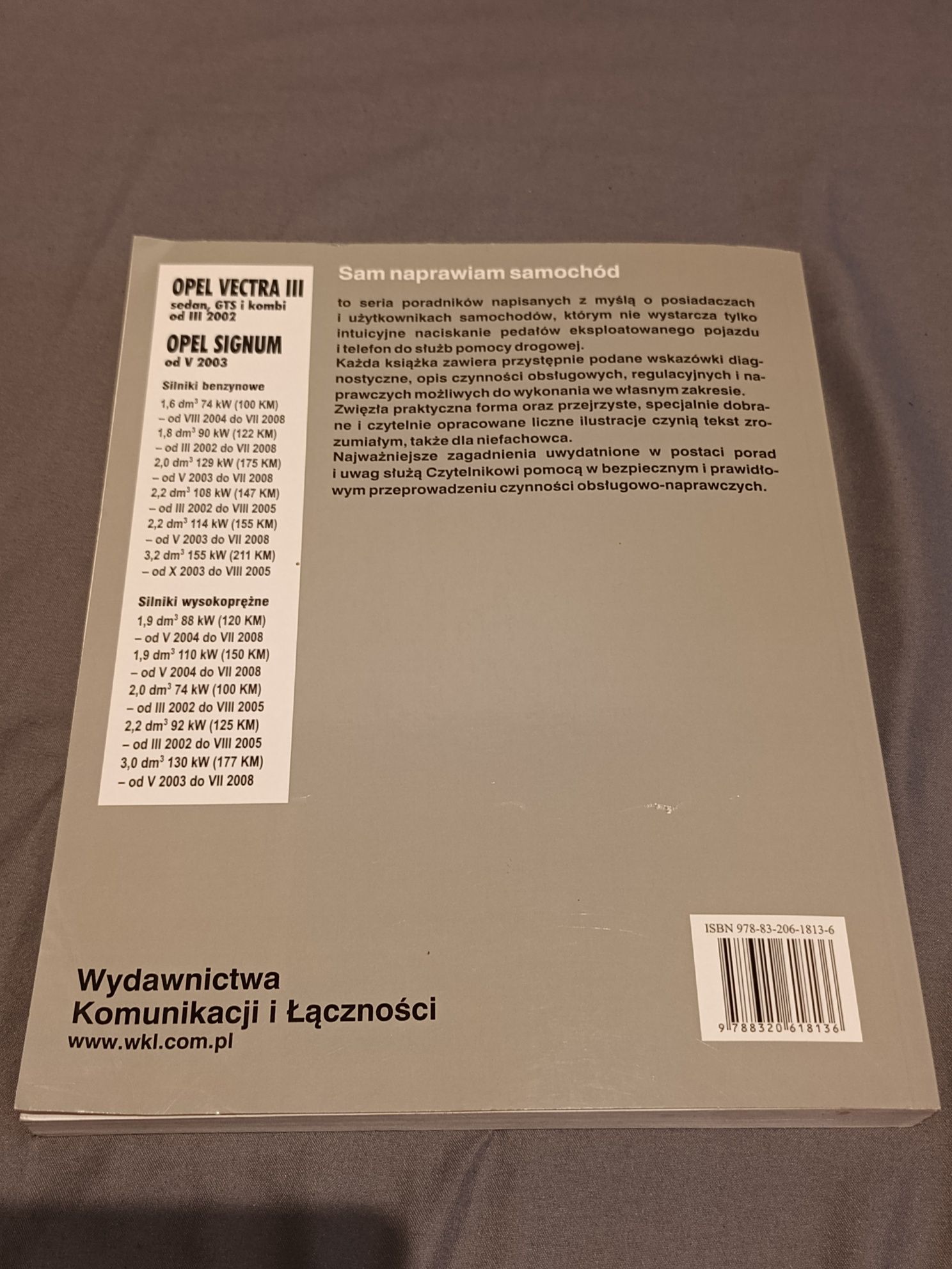 Książka sam naprawiam samochod vectra c