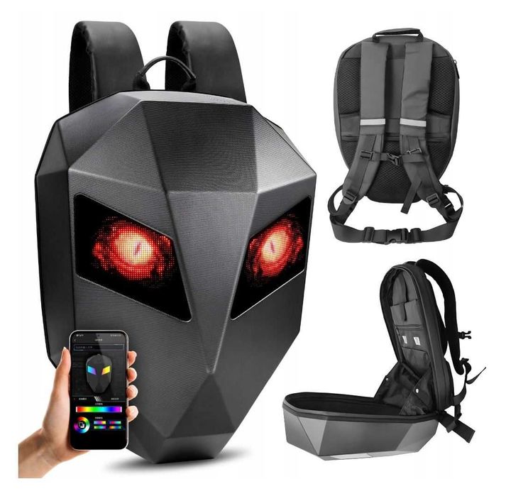 Plecak na kask Iron Man Oczy LED Ekran Pixel Art plecak Motocyklowy