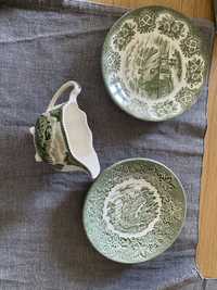 Porcelana angielska zielona zestaw kawowy