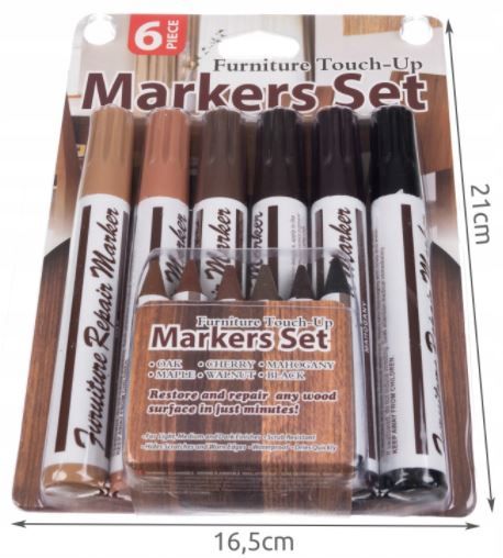 Flamastry zestaw do naprawy paneli mebli drewna marker + wosk