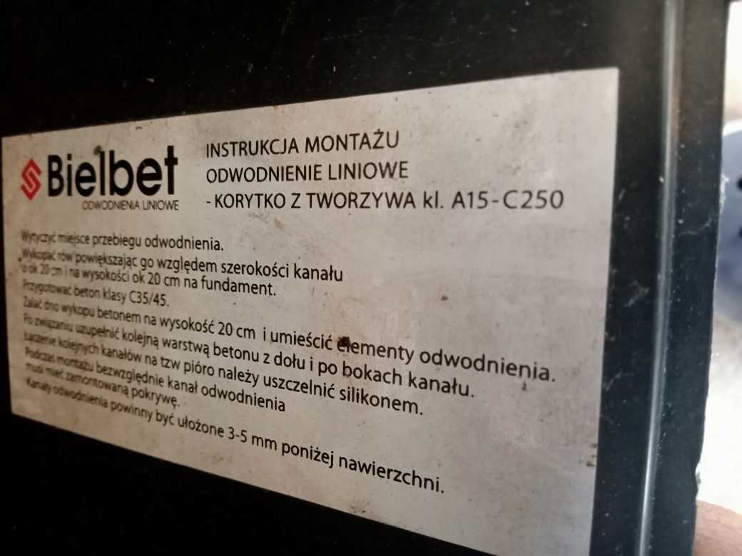Odwodnienie liniowe koryto odwodnienia tworzywo 100cm Bielbet