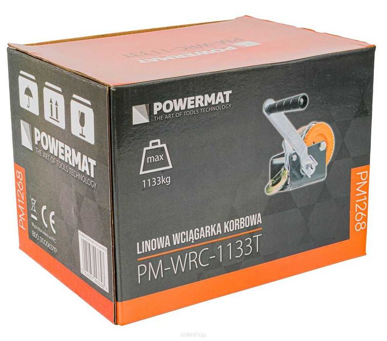POWERMAT Linowa Wciągarka Wyciągarka Korbowa Ręczna 1133kg 10m PM1268
