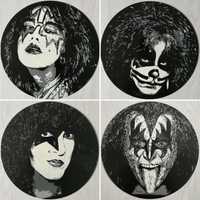 Banda Kiss pintura original sobre discos de vinil