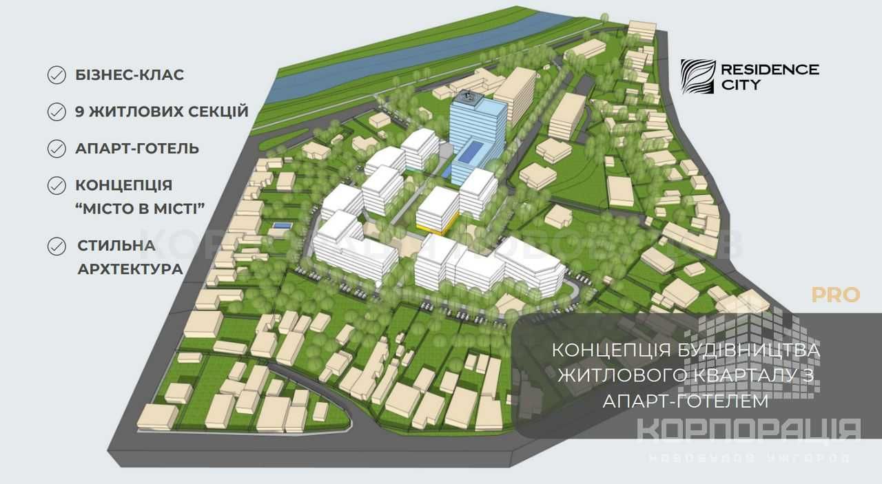 Бізнес-клас у клубному комплексі з панорамним видом на замок та річку