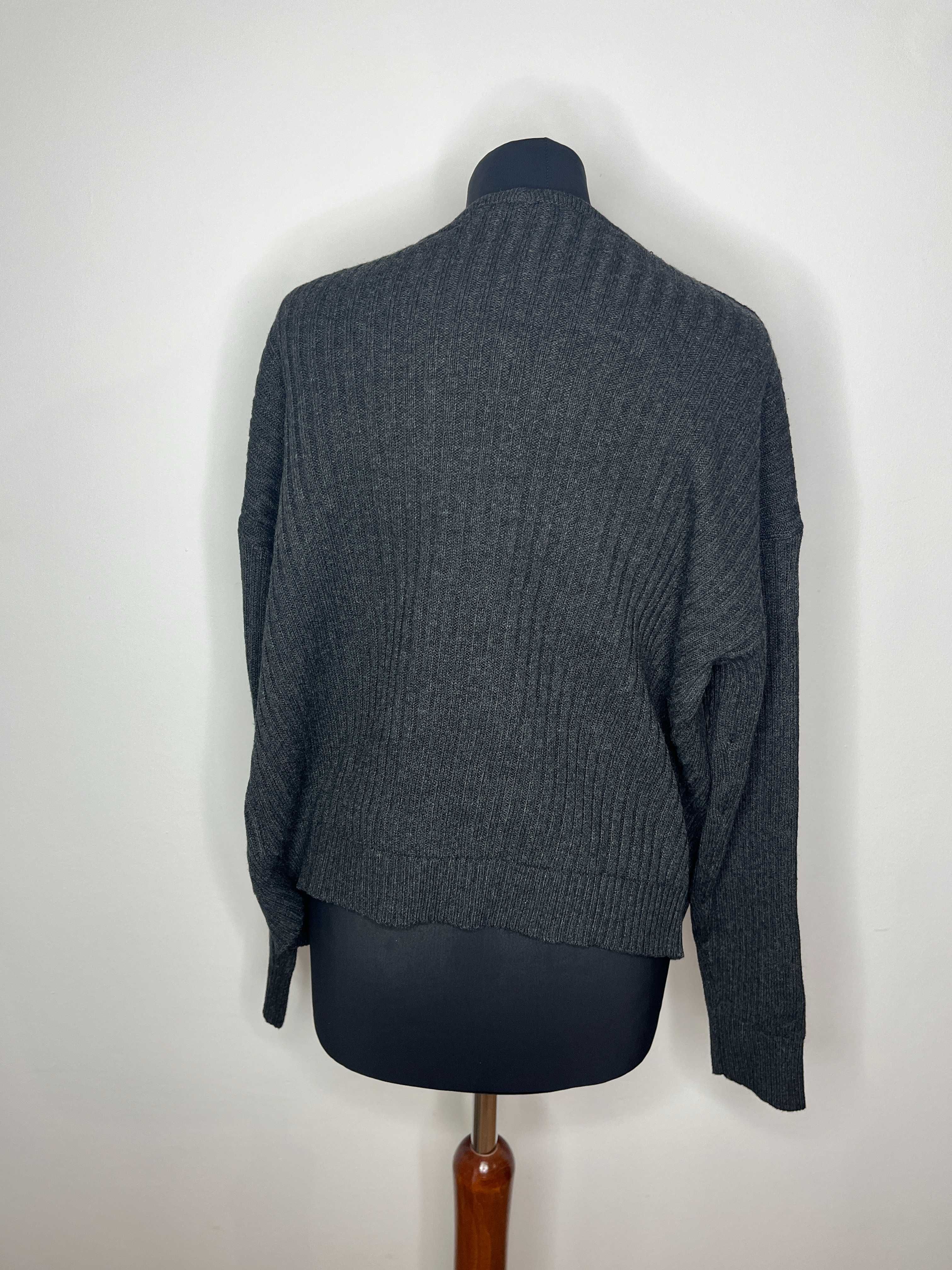 Szary popielaty sweter bawełniany kardigan Bonprix rozmiar S/M 36/38