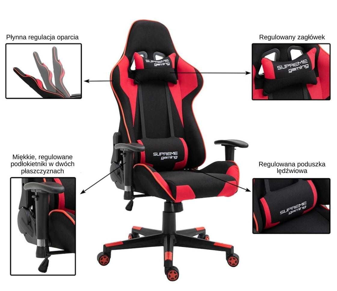 Fotel Gamingowy PlayMaker Black/Red Tkanina