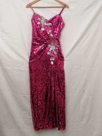 Vestido comprido rosa ,com Lantejoulas ,Alyce Designs