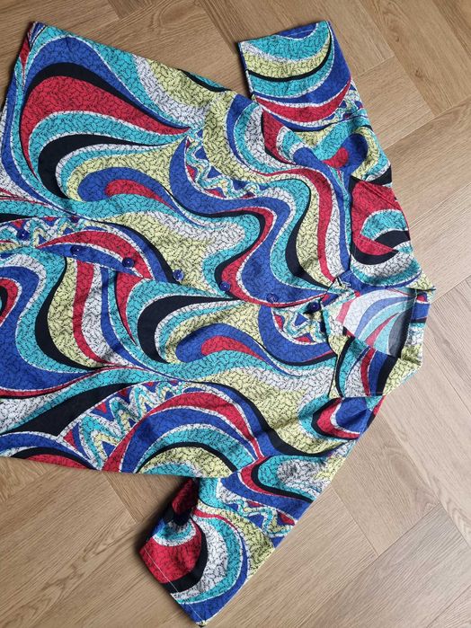 Kolorowa damska bluzka koszula z kołnierzem bluzka plus size oversize