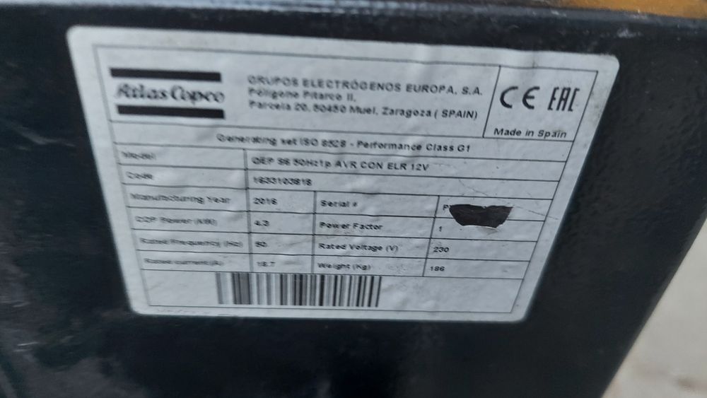 Agregat prądotwórczy Atlas copco DIESEL AVR 2016r yanmar
