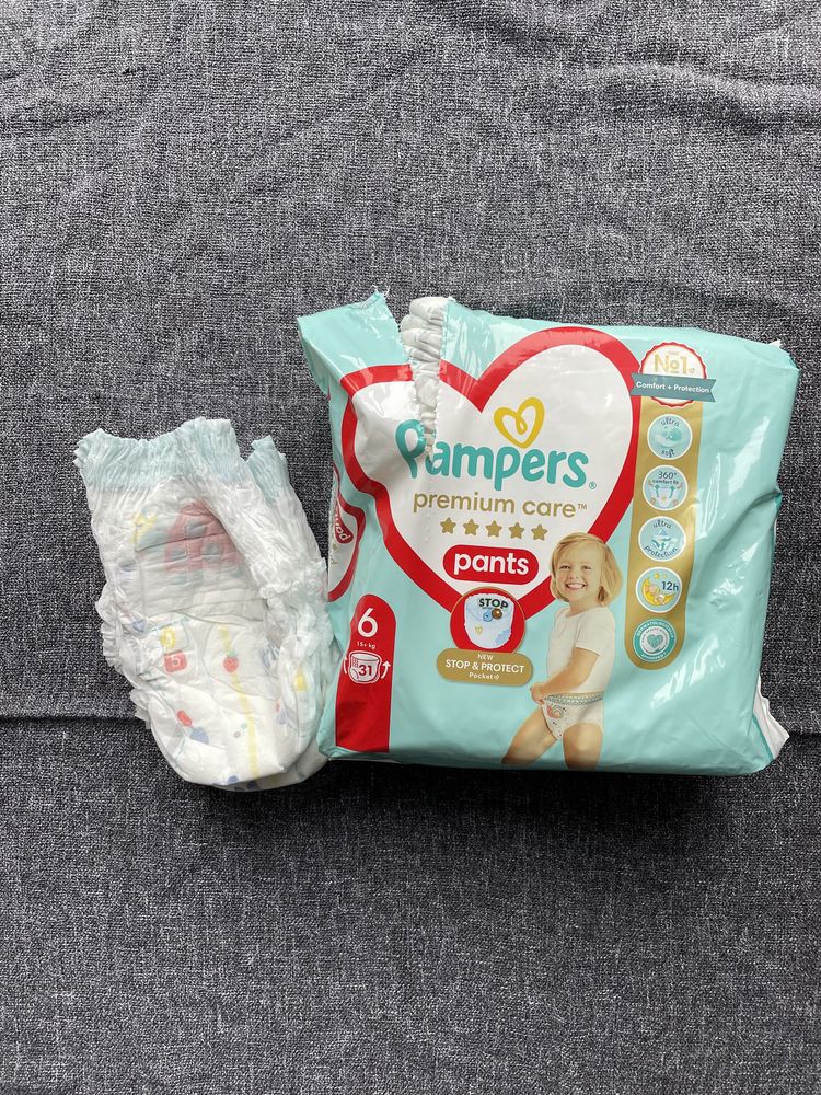 Pampers Premium Care pieluchomajtki rozmiar 6 i 5