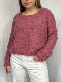 Ręcznie robiony różowy sweter moher