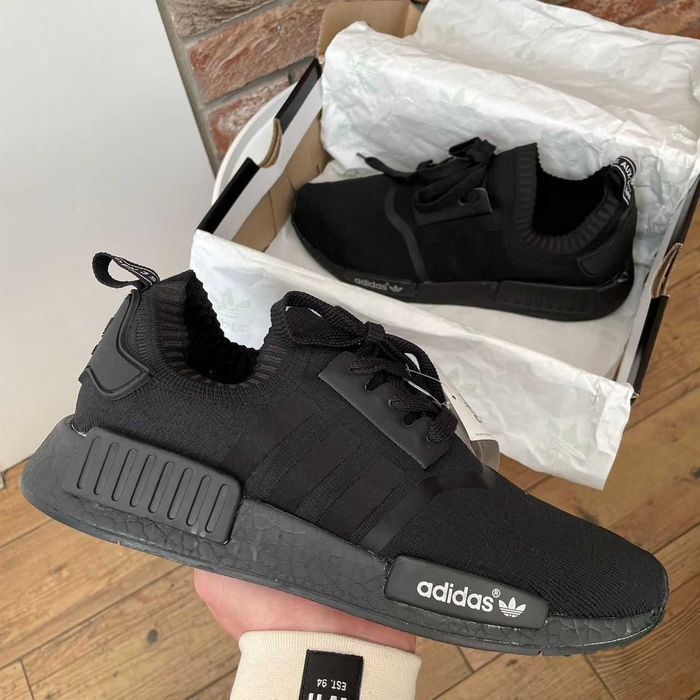 Мужские летние кроссовки Adidas NMD Black чорні кросівки адидас нмд