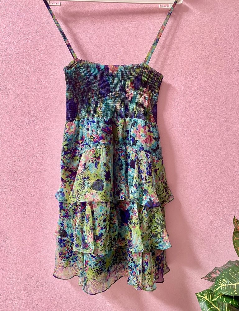 ZARA Vestido Estampado com Folhos (S) usado 1x