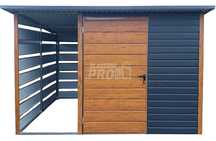 Schowek - domek ogrodowy 2x2m + wiata 1m okno - antracyt  GP516