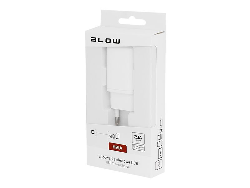 Ładowarka sieciowa z gn.USB 2.1A H21A biała,