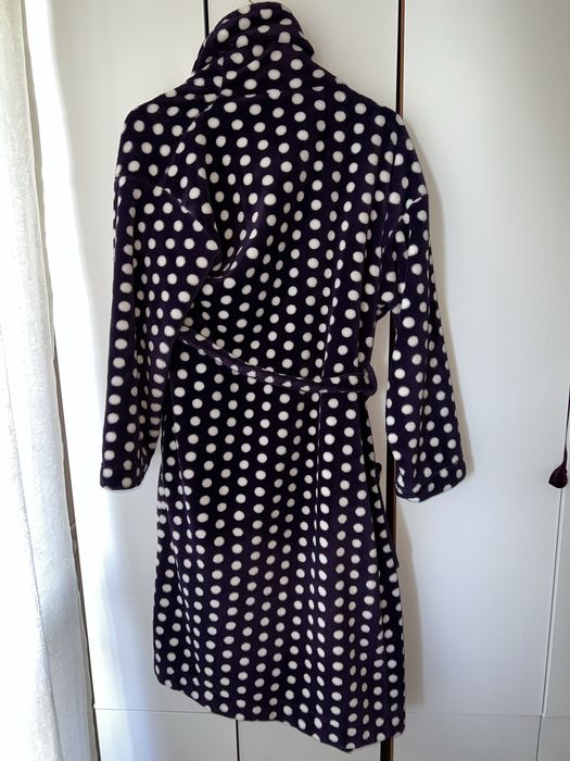 Szlafrok damski kolor śliwka w grochy