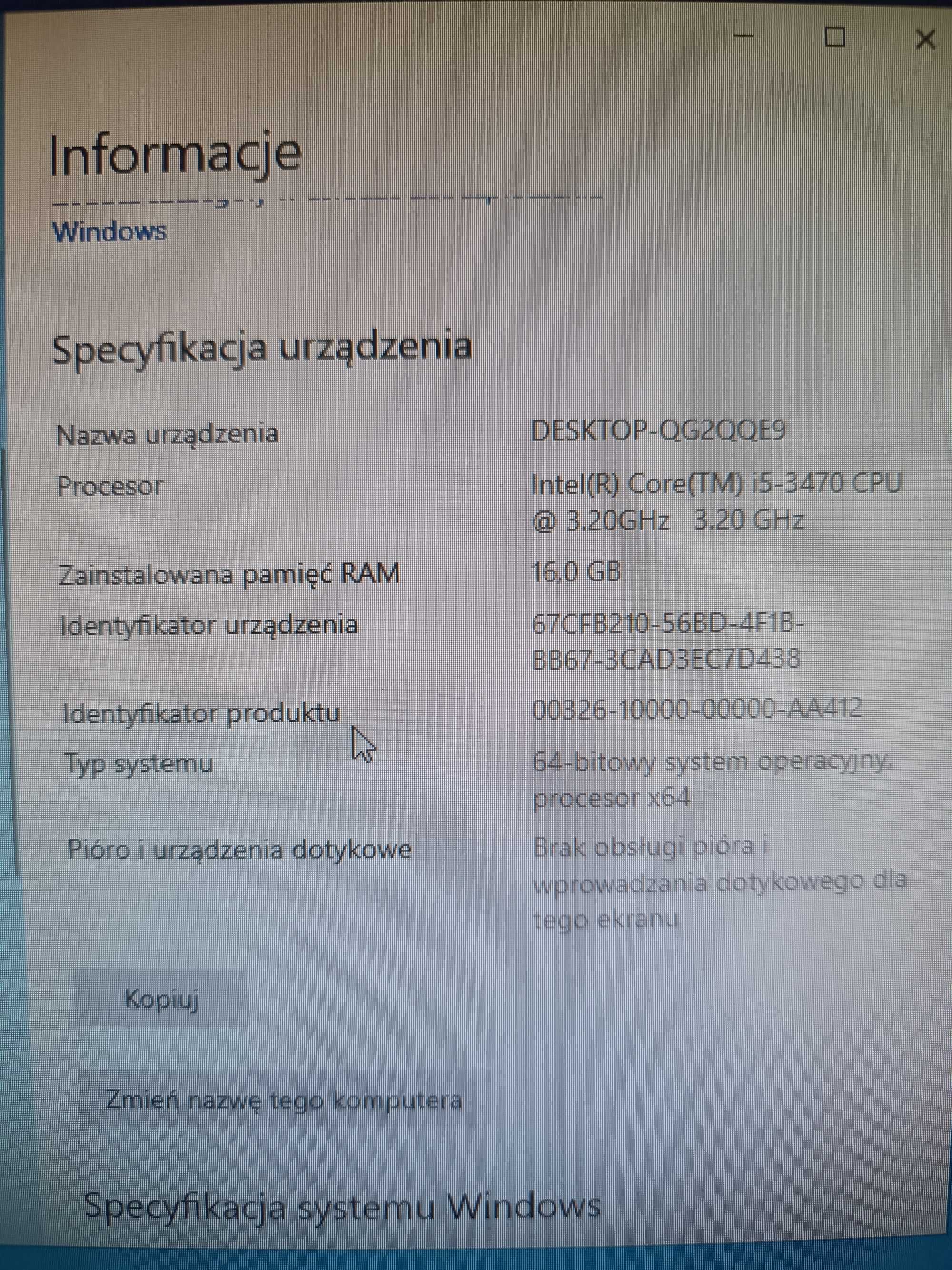 Pełny zestaw komputerowy Windows 10