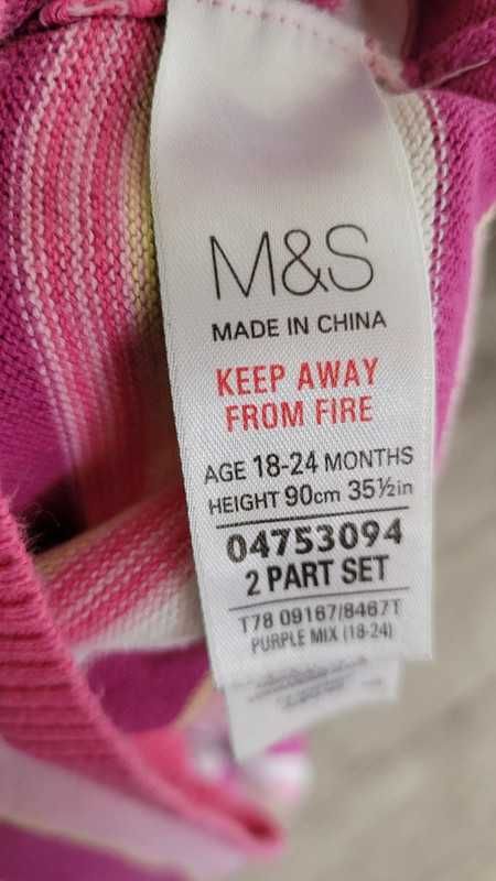 Marks& Spencer sweter w paski z kapturem 90cm