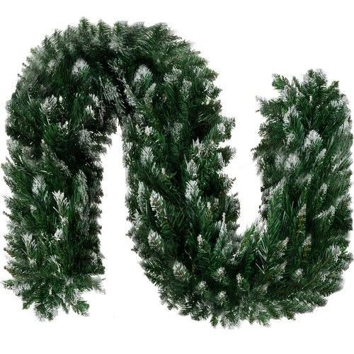 Girlanda Choinkowa Łańcuch Świąteczna 270 cm Sztuczna Zielona Śnieg