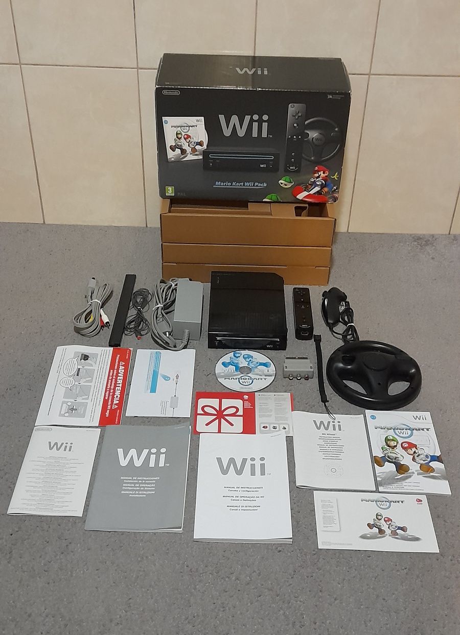 Consola Nintendo Mario Kart Wii Pack (EXCELENTE ESTADO NA CAIXA)