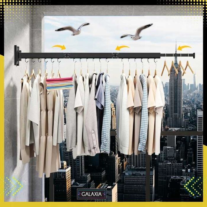 SUSZARKA NA PRANIE Wieszak Ubrania Składany Do Prania Ścianę Rozsuwana