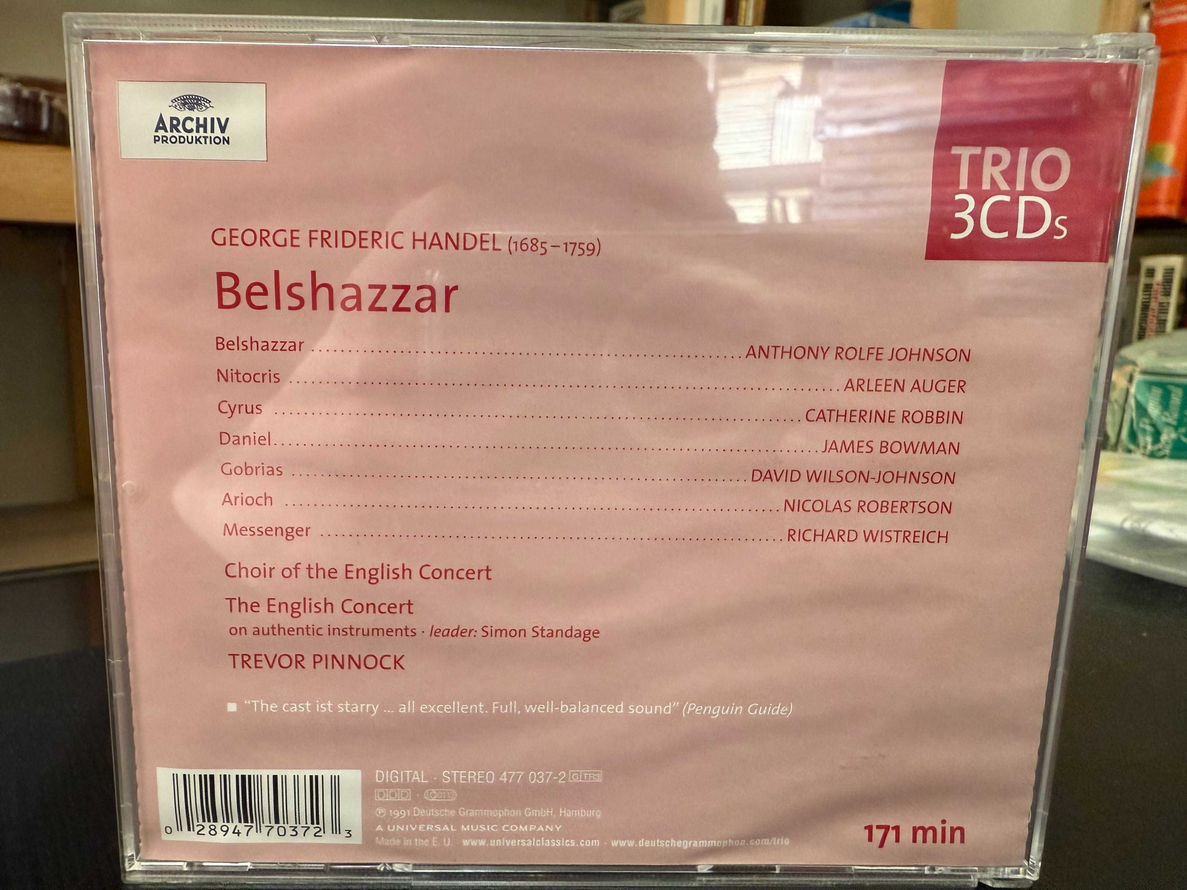 Handel – Belshazzar – Auger, Rolphe Johnson, Bowman – Trevor Pinnock