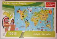 Puzzle edukacyjne mapa świata trefl 100 elementów