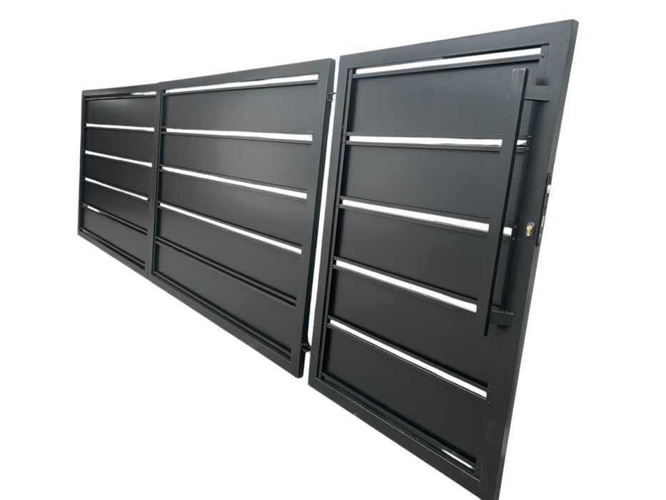 Brama wjazdowa dwuskrzydłowa 4x1,5m ocynk+RAL PROFIL 250 sztachety