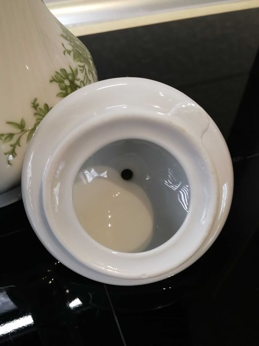 Dzbanek i mlecznik, porcelana NB Form und Design, zielony dekor