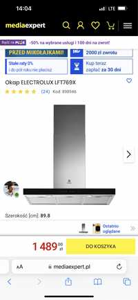 Electrolux LFT769X Okap kominowy 90 cm