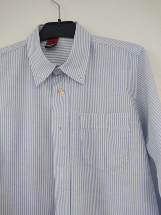Camisa às riscas azuis claro, rapaz 10-11 anos, Zara