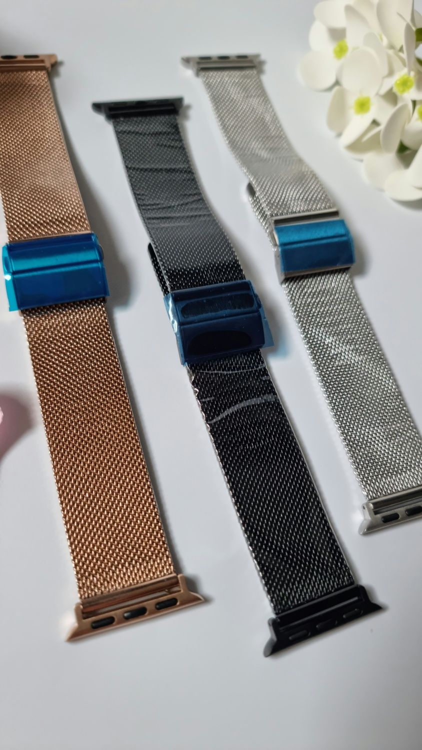 Opaska do Apple Watch 38mm 40mm 41mm,siatkowy pasek metalowy  z regulo