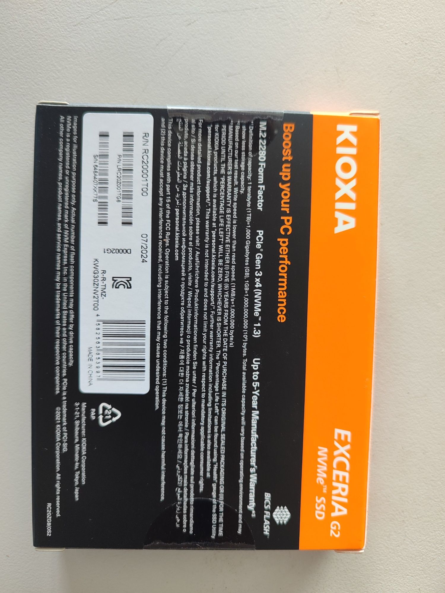 Disco SSD nvme 1 tb kioxia