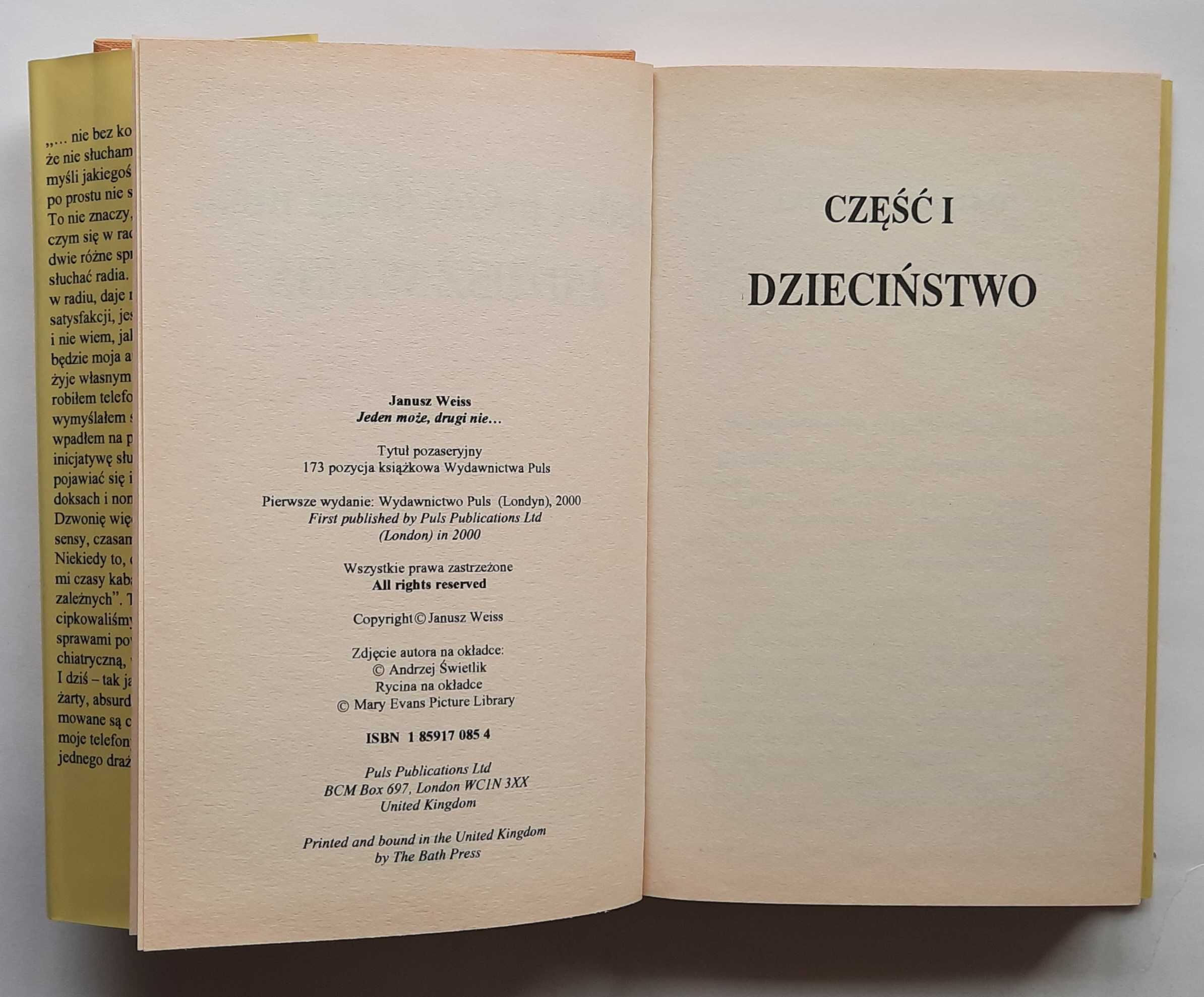 Jeden może drugi nie - Janusz Weiss