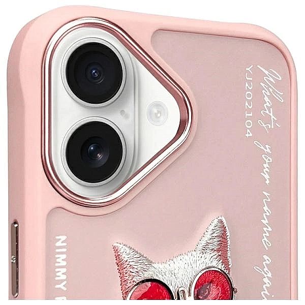 Etui Nimmy Glasses Cool Cat na iPhone 16 - różowe