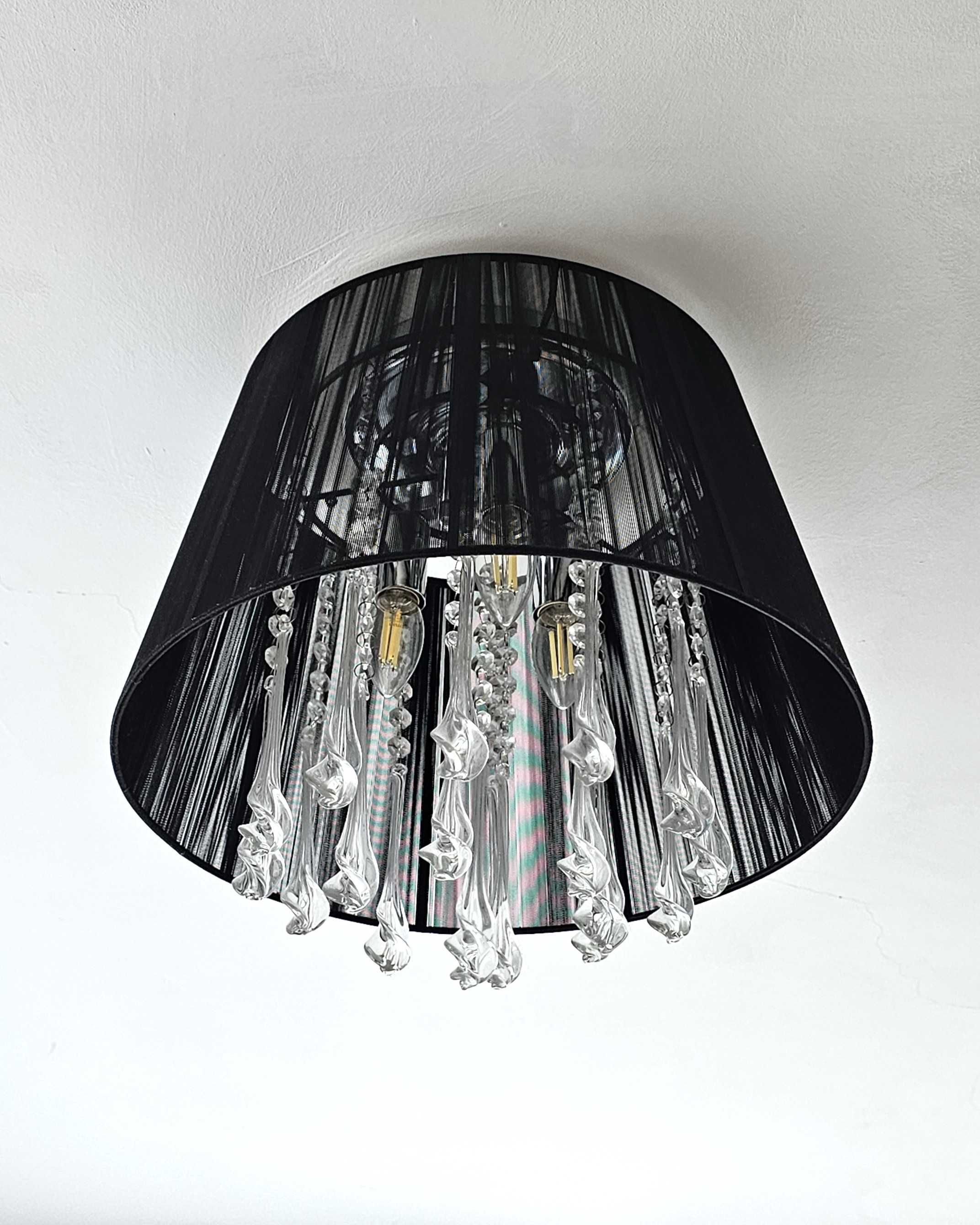 Lampa wisząca żyrandol plafon z kryształkami ITALUX czarny glamour