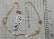 Bransoletka na nogę Serca Złoto 585 14 karat NOWE 23+2cm
