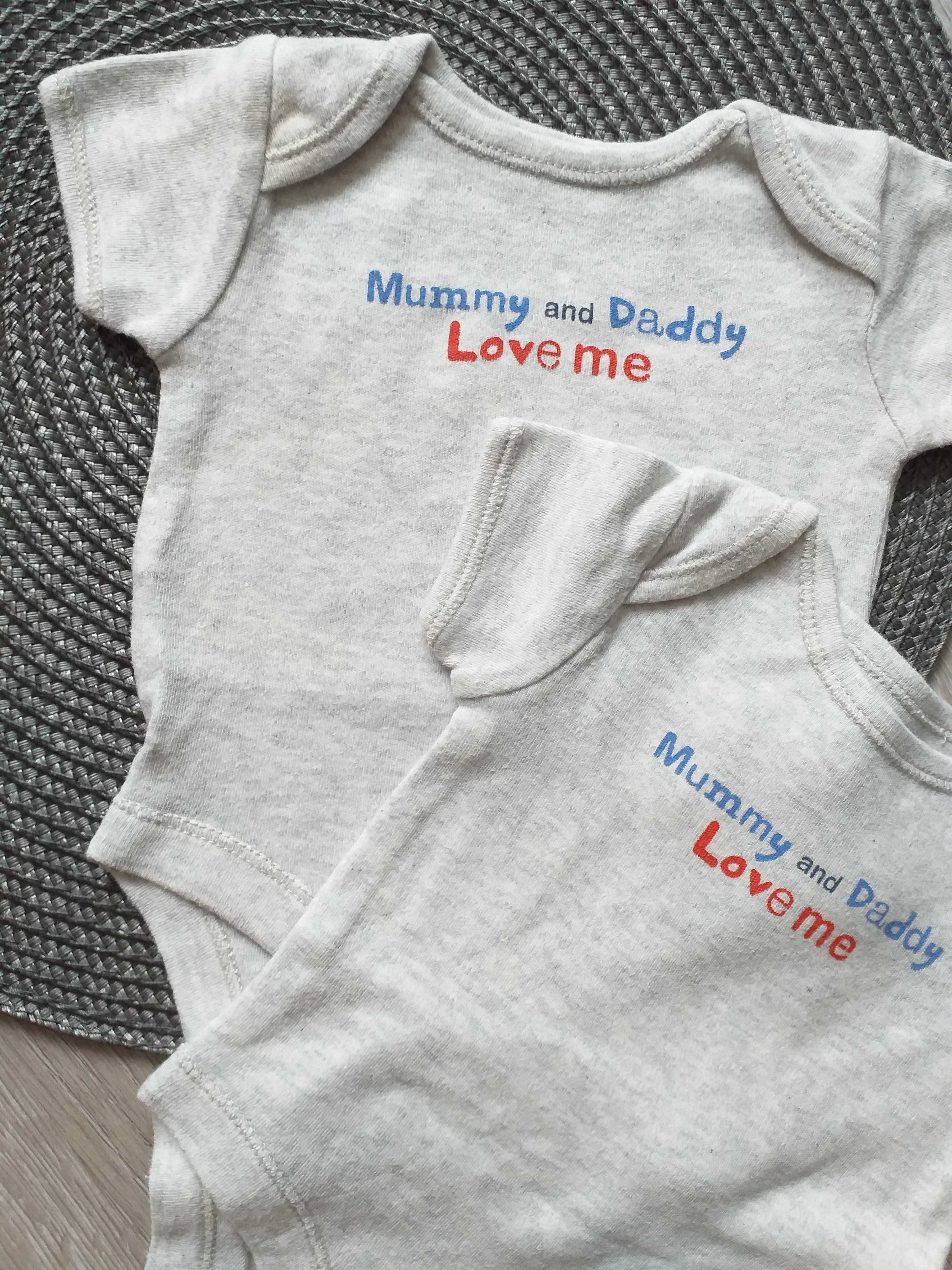 zestaw 2pak body niemowlęce 'Mummy and Daddy love me' Mothercare 56/62